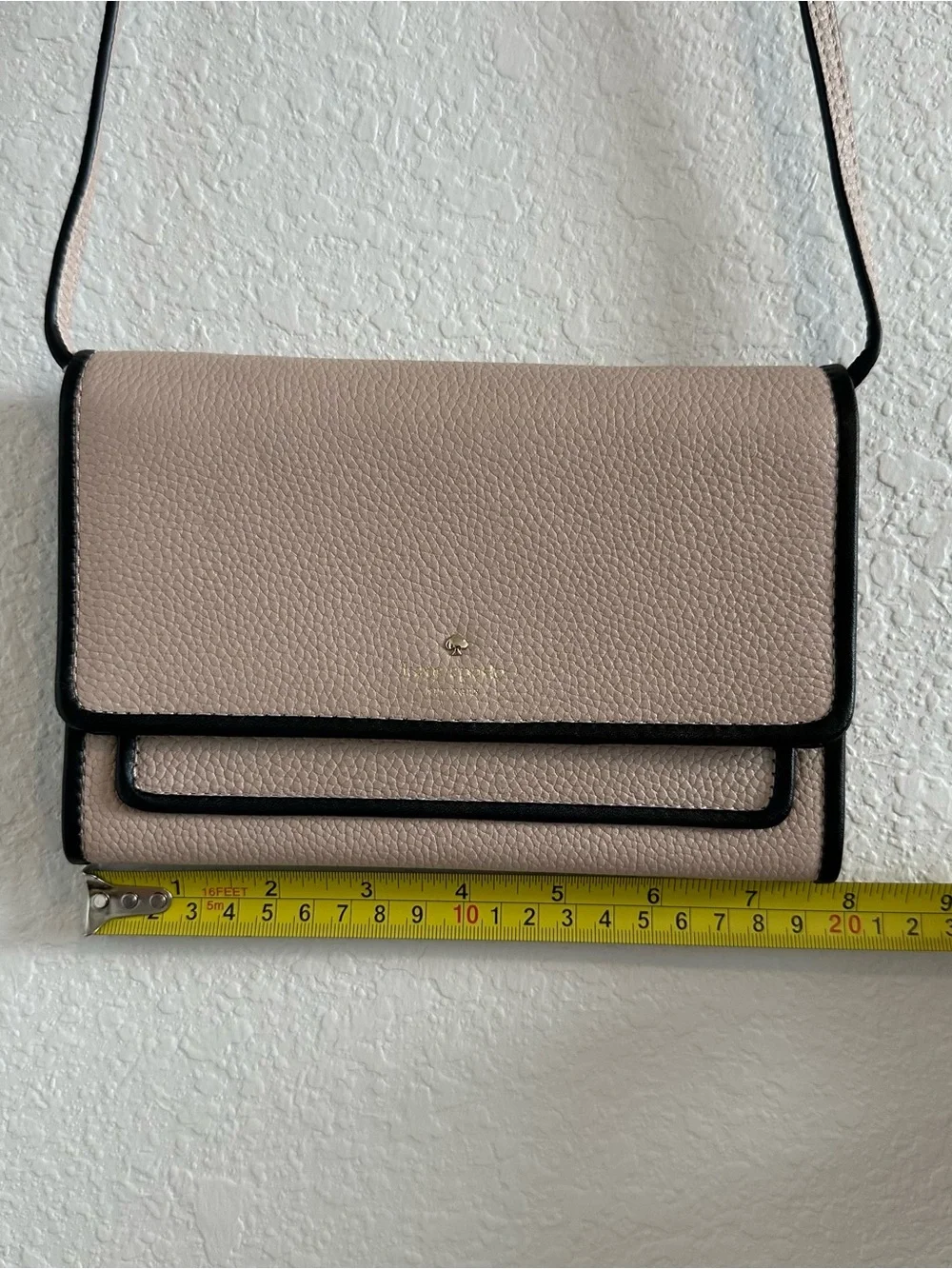 kate spade Pebbled Taupe Crossbody with Black Trim